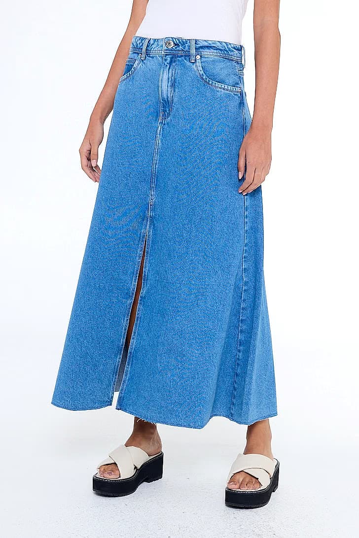 saia jeans longa fenda frontal — foto 2