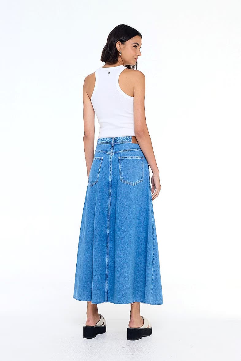 saia jeans longa fenda frontal — foto 3