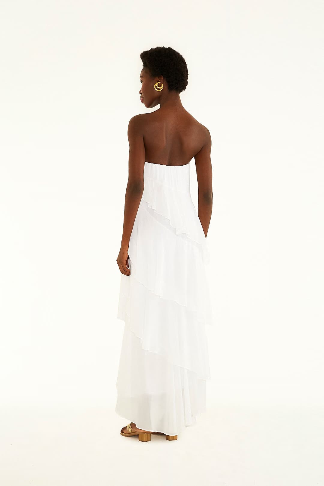 vestido sem alça babados irregular — foto 4