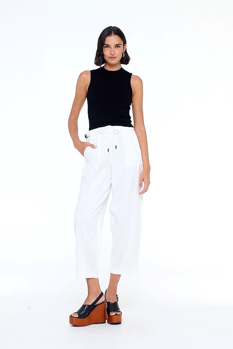 calça de tencel ampla com gorgurão